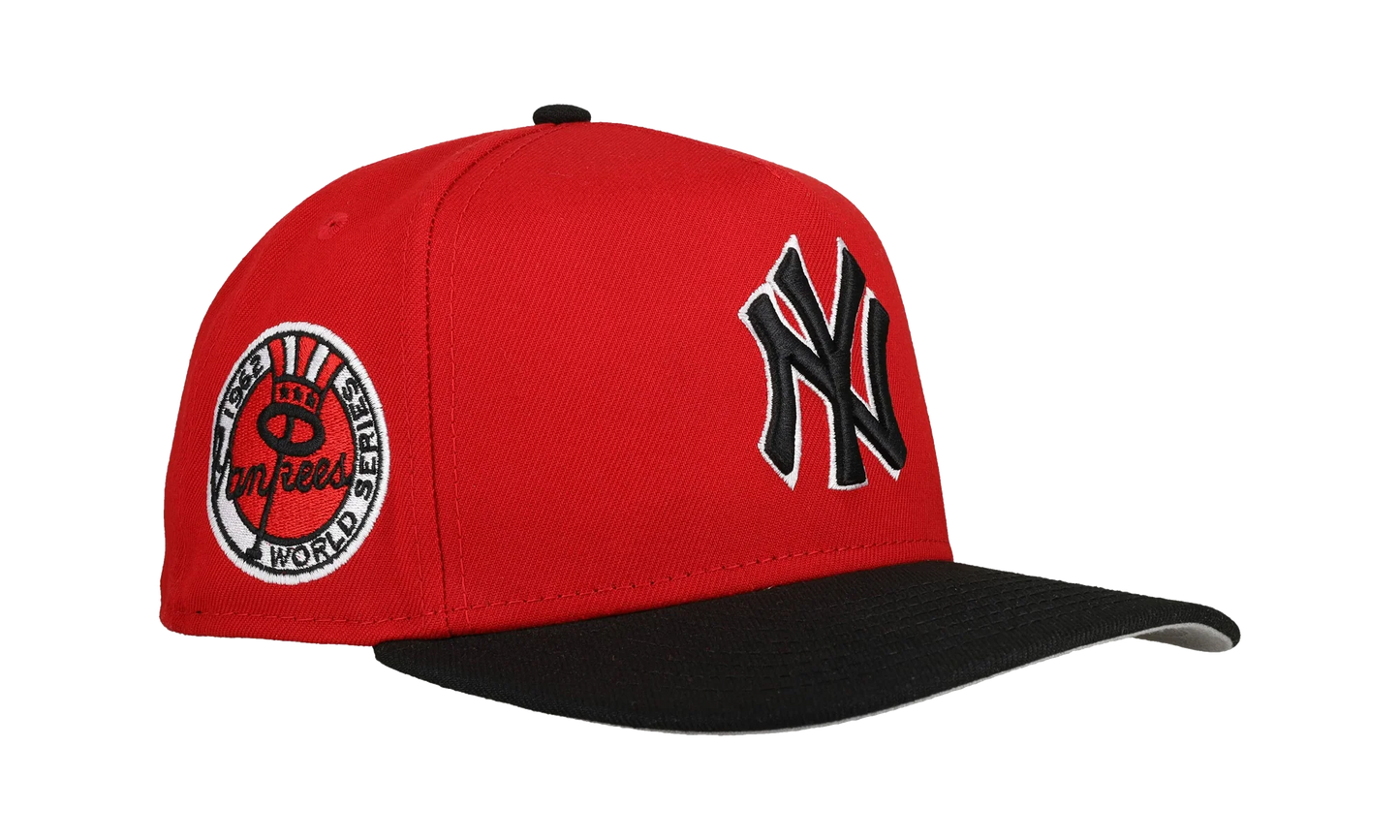 9FIFTY New York Yankees 1962 World Series A Frame Snapback Hat "Red / Black" NE236