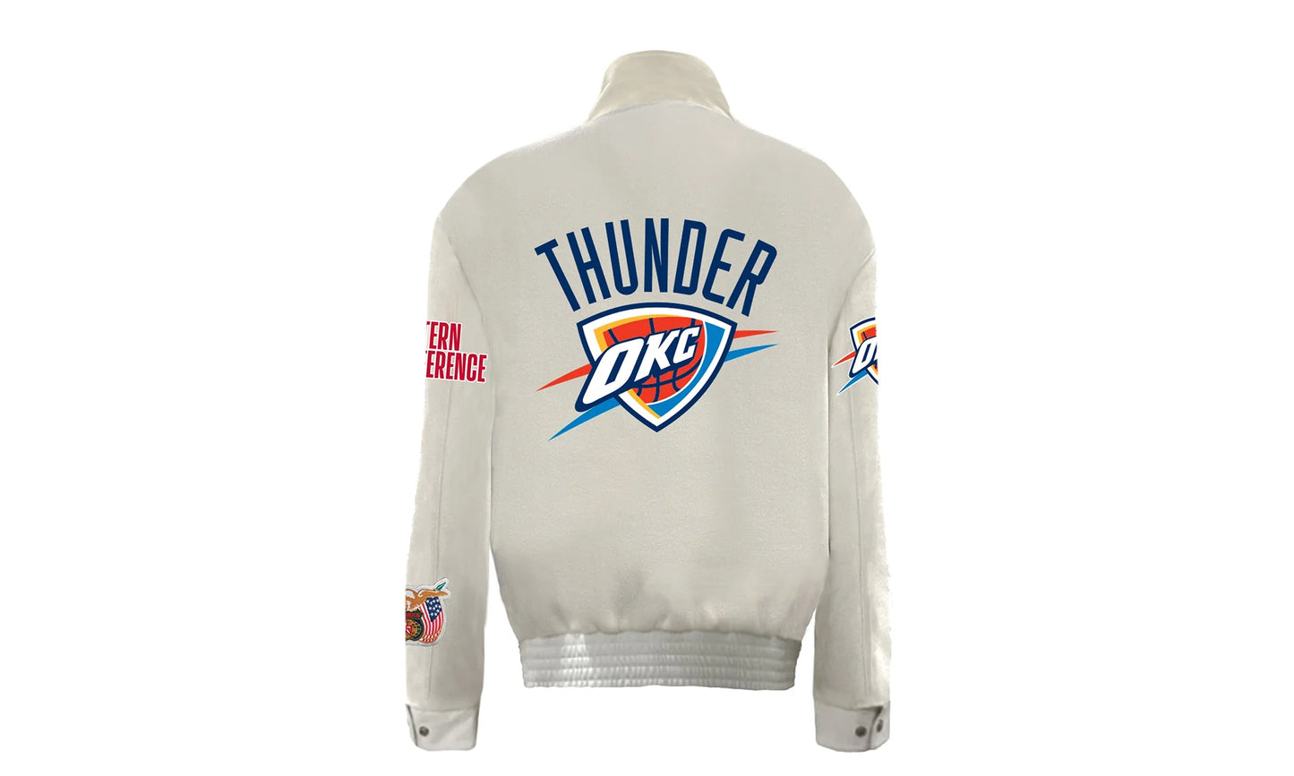 Oklahoma City Thunder Wool & Leather Varsity Jacket "White" NBA 004W OKC