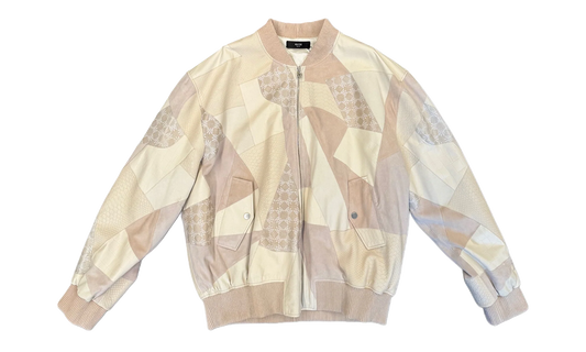 Leather Patch Oversize Bomber Jacket "Alabaster" AMOUJA1073 271