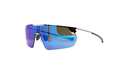 Litewire Shield Sunglasses "Gray Blue Mirror - Gloss Silver / Gray Rubber" 8600135 014361