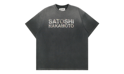 Pearl Studded Logo Tee "Washed Black" SAT006