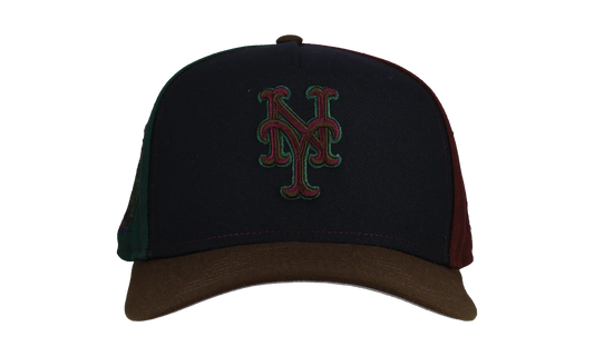 9FIFTY New York Mets Subway Series Pinwheel A Frame Snapback Hat "Black / Dark Green / Brown" NE217