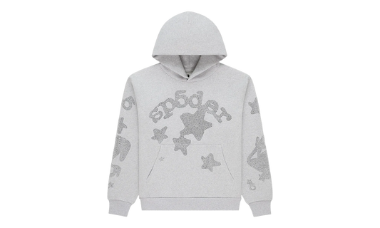 Rhinestone Beluga Hoodie "Grey" SP5der309