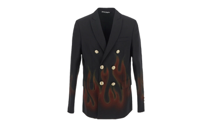 Burning Double-Breasted Blazer "Black and Red" PMEN023F22FAB0021025