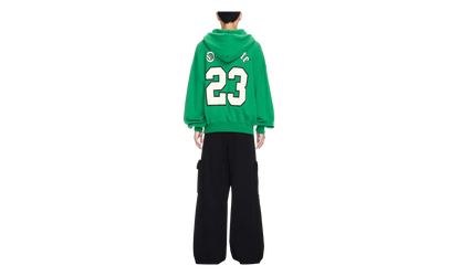 Varsity Print Cotton Hoodie "College Green" OMBB118S24FLE0055561