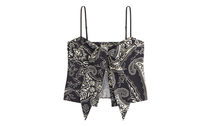 Luna Paisley Tie Front Cami Top WMNS "Black" KITH123