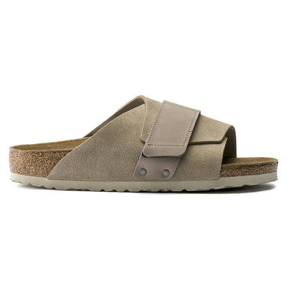 Kyoto Oiled Leather/Suede Leather Sandal in Taupe