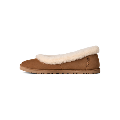 Women's Zora Ballet Flat in Chestnut Bundled with Care Kit + Socks