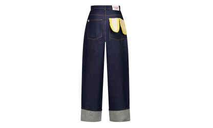 Navy Knitted Pocket Loose Fit Jeans "Blue" 52040201