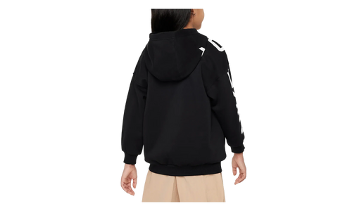 Air Club Fleece Girls' Oversized Full-Zip Hoodie GS "Black / White" FD2960 010
