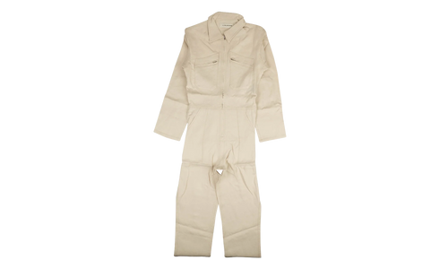 Linen Contrast Stitch Jumpsuit "Beige" 74NGG AP
