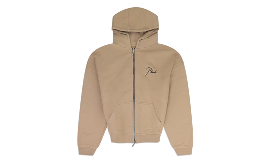 Embroidered Logo Zip-Up Hoodie "Tan" RHDMHDS0039 TAN