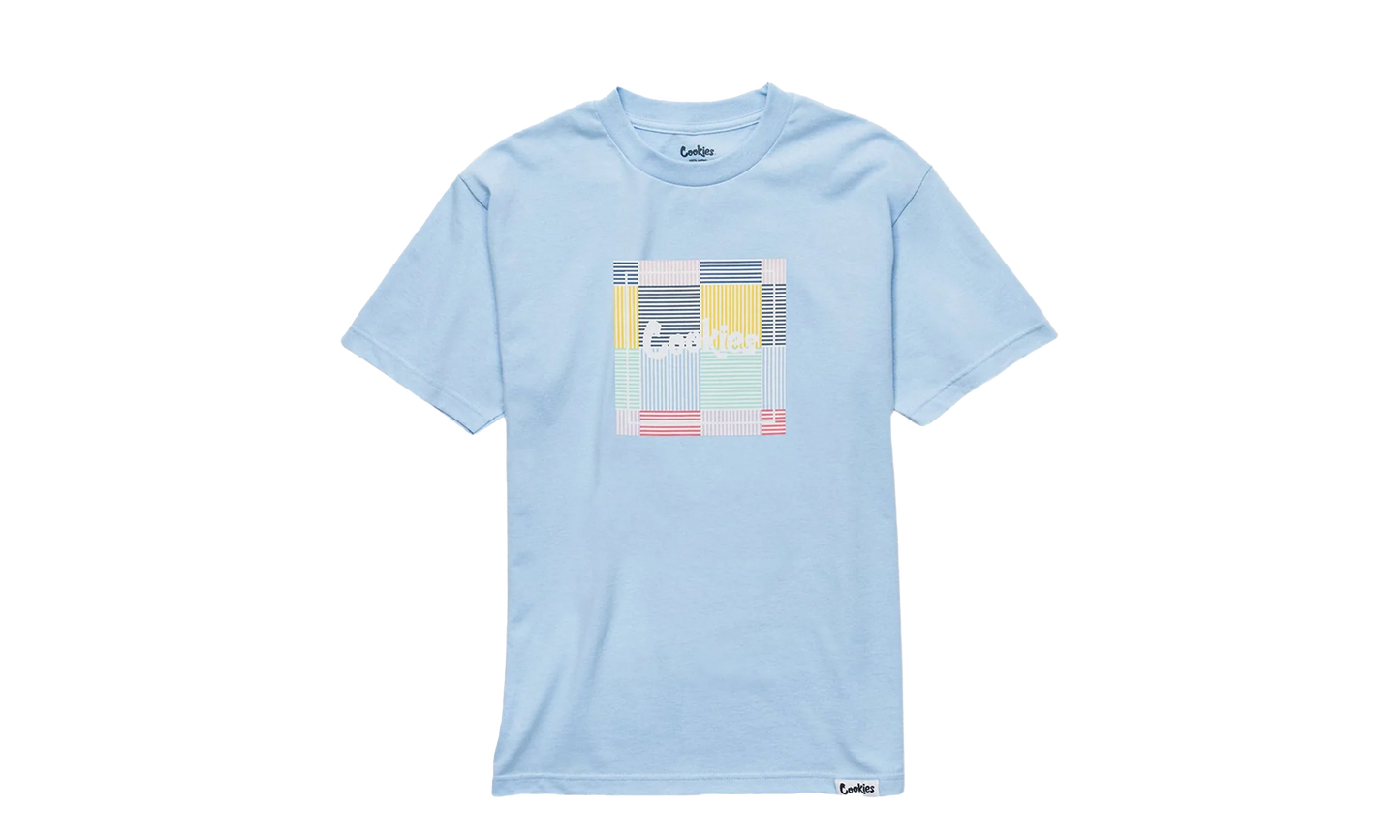 South Hampton Seersucker Patchwork Logo Tee Shirt "Blue" 1542T3860 PWB