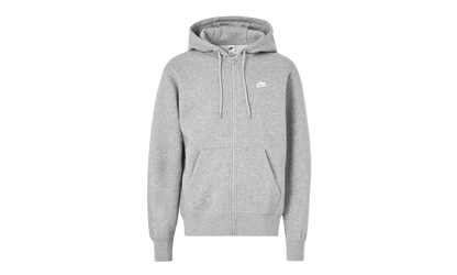 Club Full-Zip Fleece Hoodie "Dark Grey Heather /Light Smoke Grey / White" FN3861 063