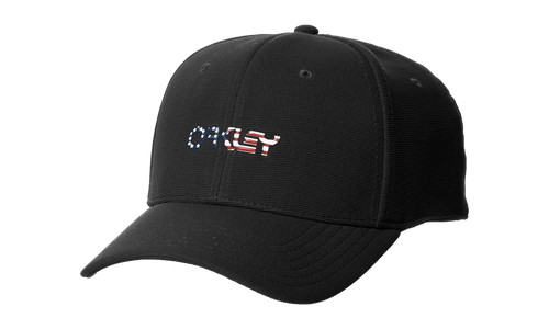 6-Panel Stretch Metallic Baseball Hat "Black / American Flag" 912209 01V