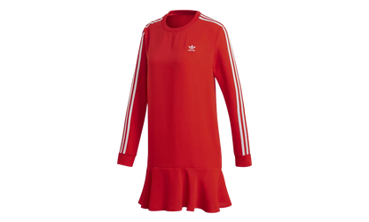 3 Stripe Long Sleeve Dress WMNS "Red" DW3880