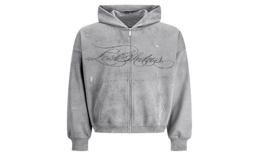 Distressed Script Hoodie "Grey" LST 21 22712 GREY