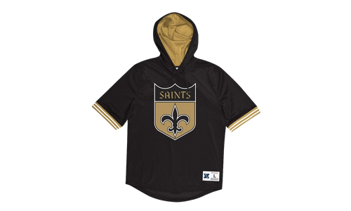 NFL Unbeaten Short Sleeve Mesh Hoodie "New Orleans Saints - Black" MSHSAJ19029 NOSBLCK