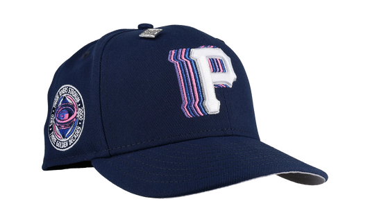 59FIFTY Pittsburgh Pirates Trippy Three Golden Decades Fitted Hat "Navy Metallic" NE356