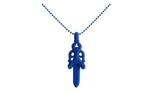 Silicone Dagger Pendant Ball Chain Necklace "Blue" CHRM0887