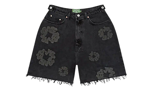 Mono Cotton Wreath Denim Shorts "Black" DT389