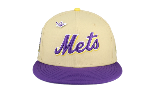 59FIFTY New York Mets Liberty Collection 40th Anniversary Patch Fitted Hat "Cream / Purple" NE206