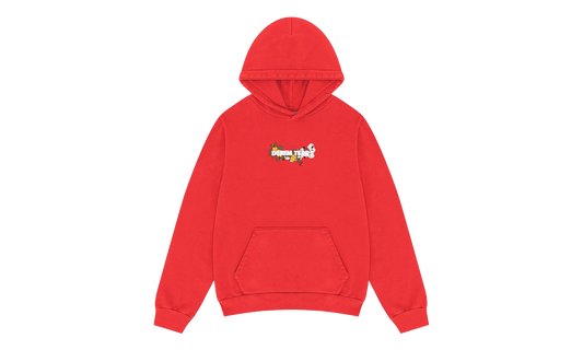 Embroidered Floral Logo Hoodie "Red" DT315