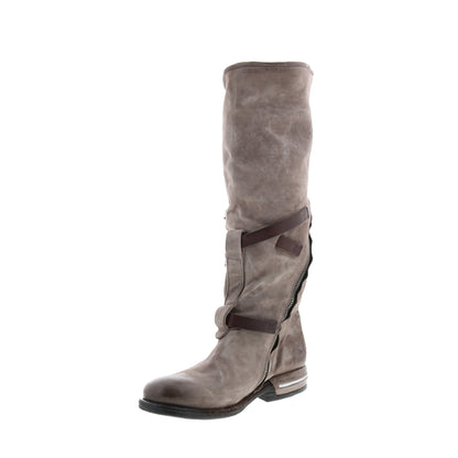 Trigg 516323-203 Womens Gray Leather Hook & Loop Knee High Boots