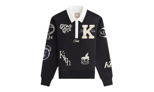 Emery Logo Patch Long Sleeve Rugby Shirt WMNS "Black" KITH114
