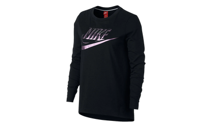 Foil Swoosh Logo Long Sleeve T-Shirt WMNS "Black / Purple" 874120 010