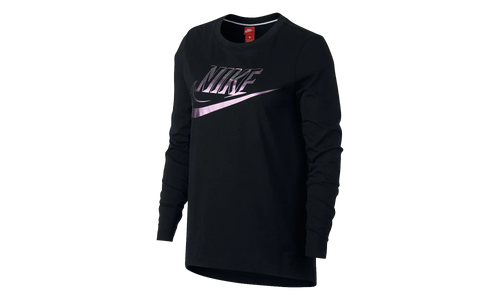 Foil Swoosh Logo Long Sleeve T-Shirt WMNS "Black / Purple" 874120 010
