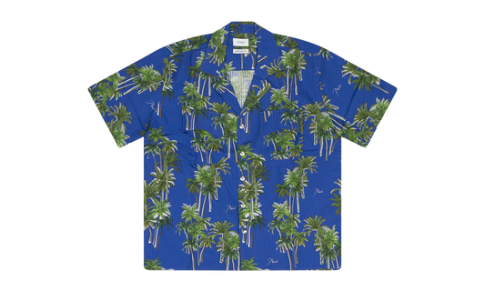 Searsucker Hawaiian Button-down Shirt "Blue" RHD-MTPS-0094