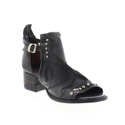 Maudie 672025-101 Womens Black Leather Heeled Sandals Shoes