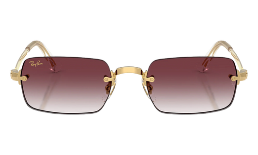 Ray-Ban Rimless "A$AP Rocky - Polished Arista Gold with Clear Gradient Dark Violet Lens" RB3928 001 8H