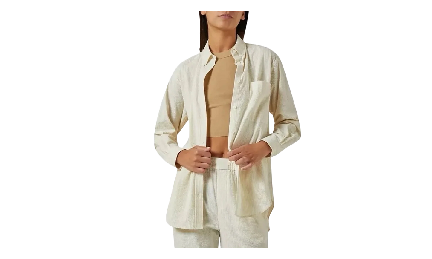 Ora Ii Seersucker Shirt "Beige" KITH42