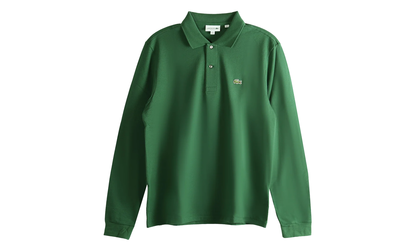 Classic Fit Long Sleeved L.12.12 Polo Shirt "Green" L1312 00 132