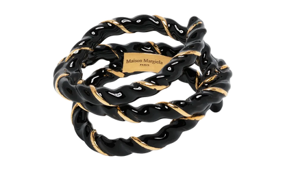 GOLD PLATED TWISTED RING "Black / Gold" SM1UQ0108P6477967