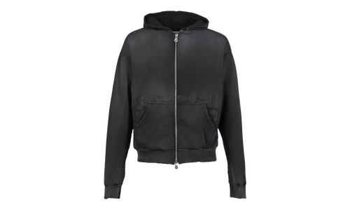 Elliott Distressed Logo Zip Up Hooded Sweatshirt "Washed Black" SS25HO005 WBLK