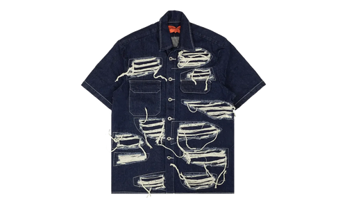 Distressed Denim Short Sleeve Shirt "Blue" 2637 100000104DWS BLUE