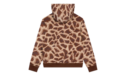 Faux Fur Giraffe Print Hoodie "Brown" DT547