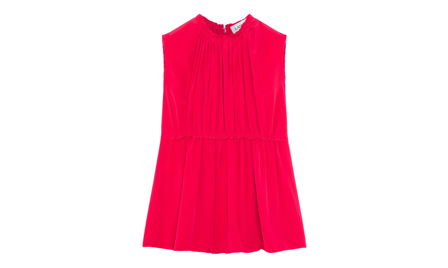 SILK SLEEVELESS WAISTED TOP "Red" RW TO0016 5735 A23 594