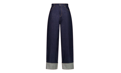 Navy Knitted Pocket Loose Fit Jeans "Blue" 52040201