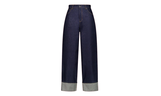 Navy Knitted Pocket Loose Fit Jeans "Blue" 52040201