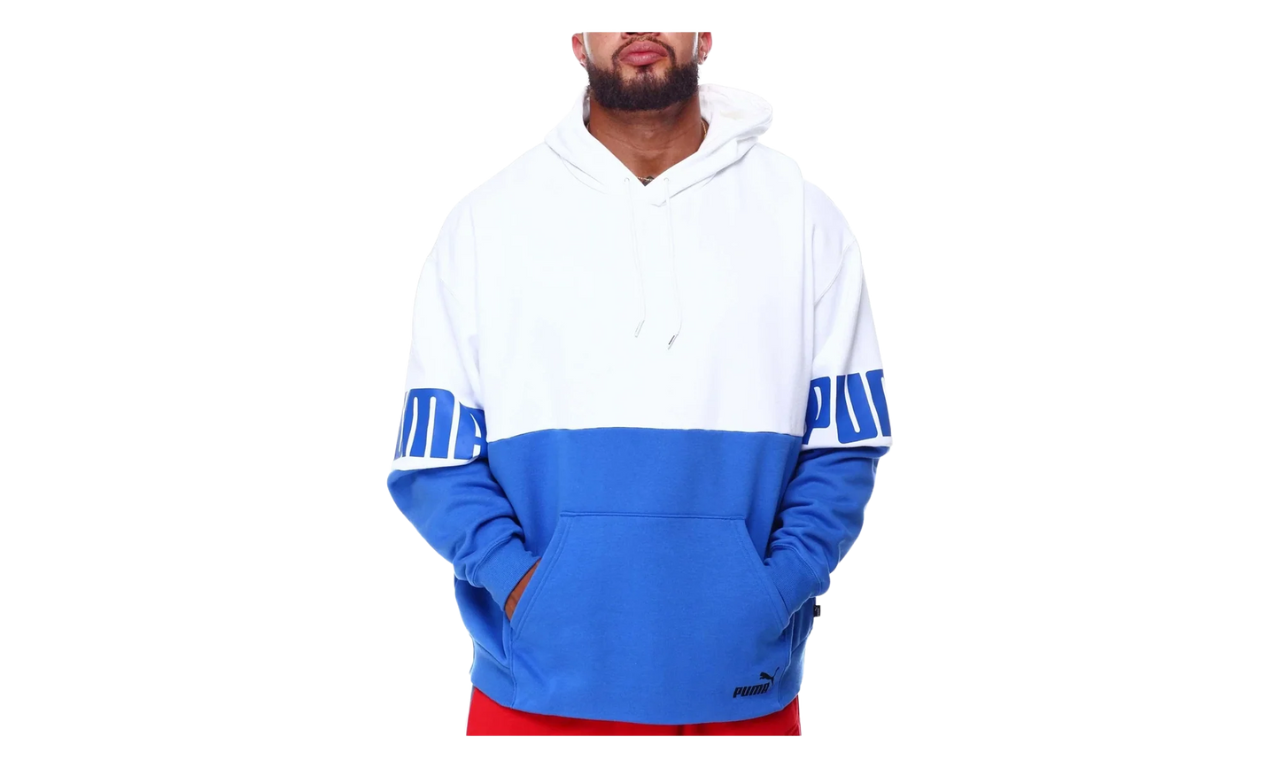 Power Colorblock Fleece Hoodie "Nebulas Blue / White" 846795 75