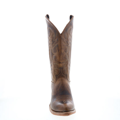 Abilene Boots 9172 Womens Brown Leather Slip On Cowboy Western Boots
