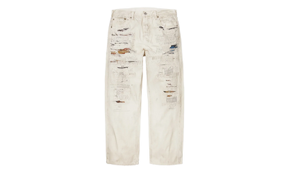 MM6 Maison Margiela Distressed Loose Fit Selvedge Jean "SS26 - Beige" SU27183