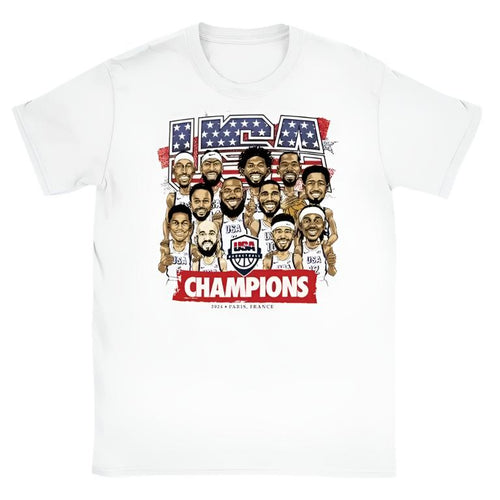 Usa Men's Basketball 2024 Summer Olympics Gold Medal Team Shirt White