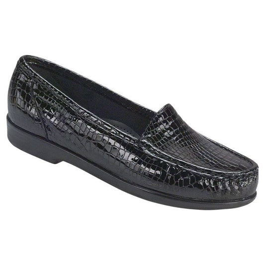 Women's Simplify Slip-On Loafer in Black Croc Wide