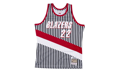 NBA Clyde Drexler Striped Swingman Jersey "1991 Portland Trail Blazers" SMJYBW19047 PTBPTBK91CDR