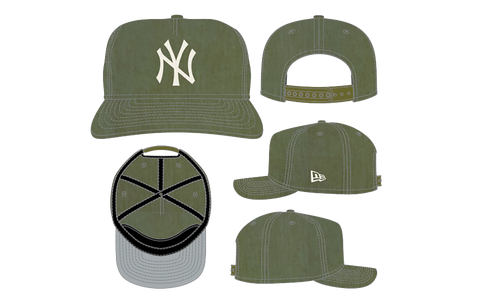 19TWENTY New York Yankees Snapback Hat "Olive Nylon" NE324
